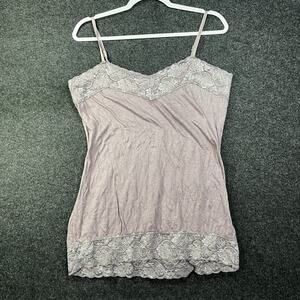 Vanity Spaghetti Strap Tank Top Large Lilac Lace Trim Y2K Coquette Vintage